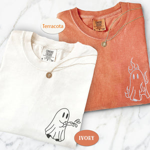 Custom Embroidered Ghost Firefighter Matching T-shirts for Couples