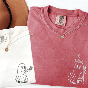 Custom Embroidered Ghost Firefighter Matching T-shirts for Couples