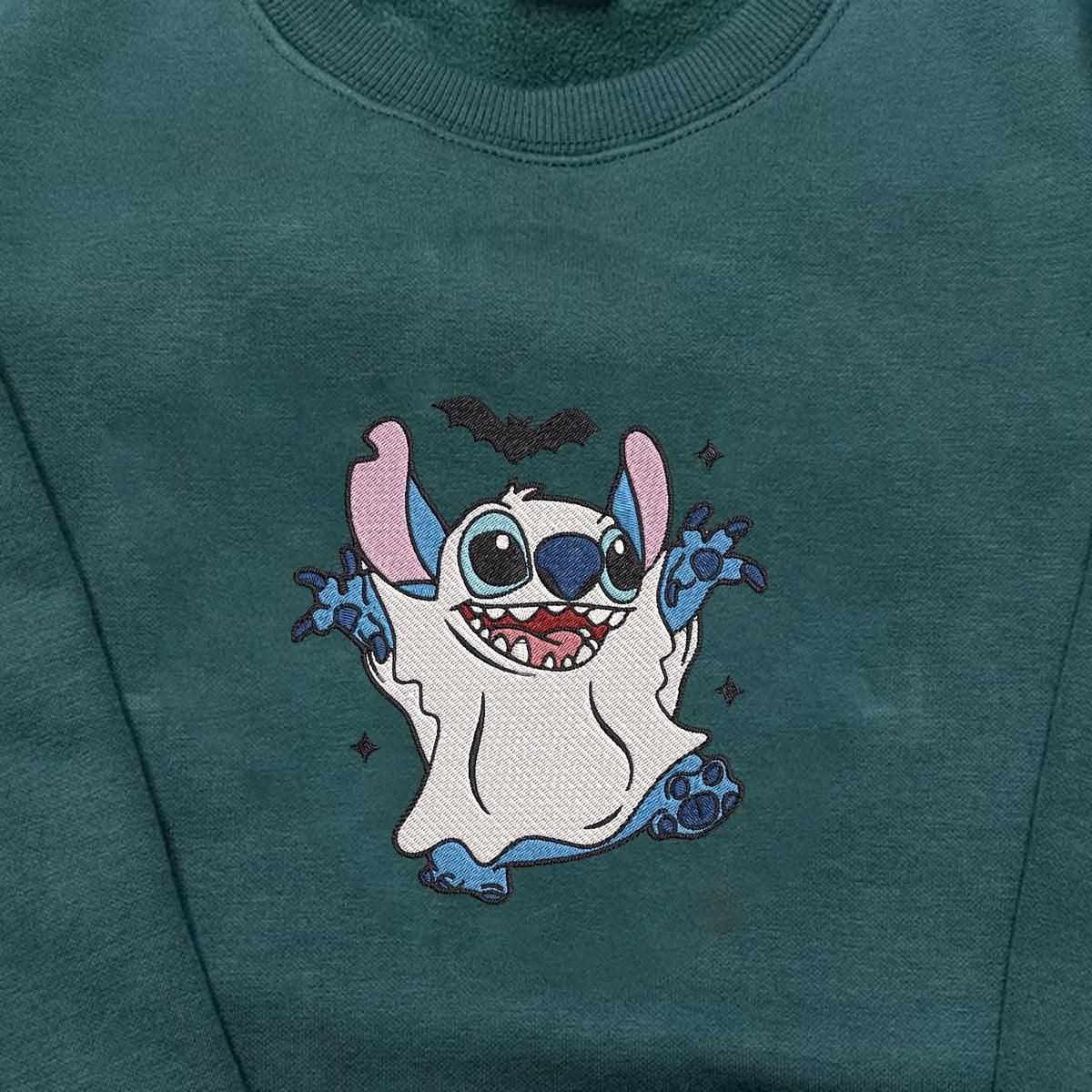Custom Embroidered Halloween Hoodies for Couples, Cute Cartoon Alien Ghost Hoodie, Matching Couple Halloween Outfit