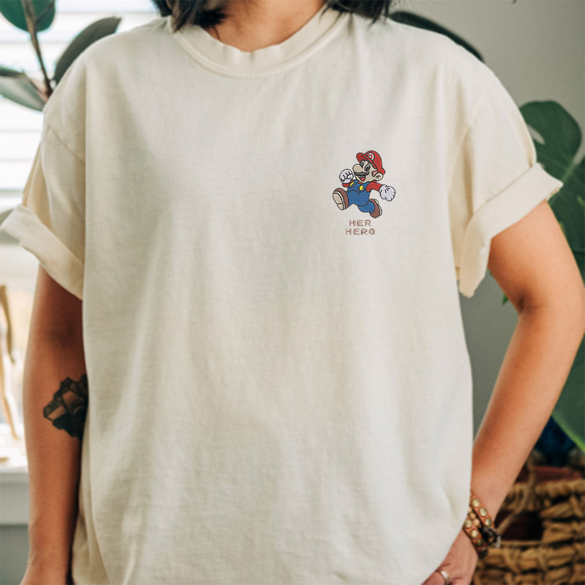 Custom Embroidered Her Hero and His Princess Couple T-shirts