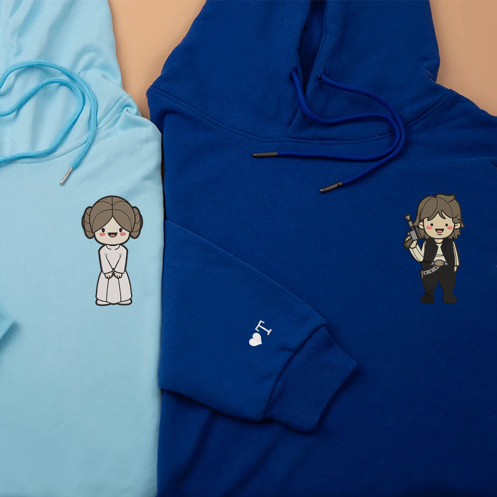 Custom Embroidered Hoodies for Couples, Cute Galactic Love Hoodie Set, Matching His & Her Hoodie