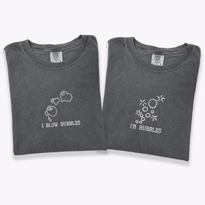 Custom Embroidered I Blow Bubbles Matching T-shirts for Couples
