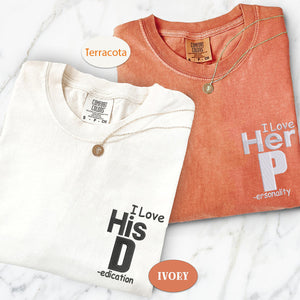 Custom Embroidered I Love His Dedication Matching T-shirts for Couples