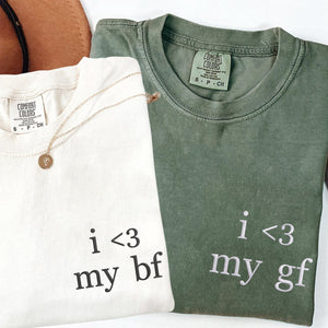 Custom Embroidered I Love My Boyfriend And Girlfriend Matching T-shirts for Couples