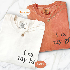 Custom Embroidered I Love My Boyfriend And Girlfriend Matching T-shirts for Couples