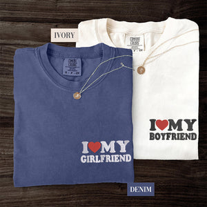 Custom Embroidered I Love My Boyfriend/ Girlfriend T-shirts for Couples