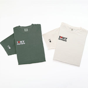 Custom Embroidered I Love My Boyfriend/ Girlfriend T-shirts for Couples