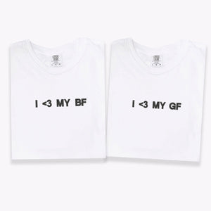 Custom Embroidered I Love My Gf Bf Matching T-shirts for Couples
