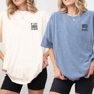 Custom Embroidered If Lost Return to Babe Matching T-shirts for Couples