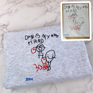 Custom Embroidered Kids Drawing Sweatshirt, Drawing Hoodie, Kid Art Shirt, Gift for Mother's Birthday, Christmas Gift