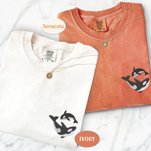 Custom Embroidered Killer Whale Matching T-shirts for Couples
