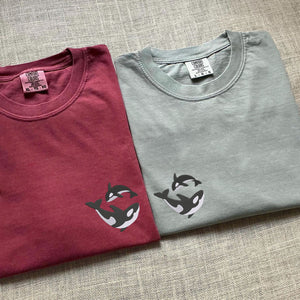 Custom Embroidered Killer Whale Matching T-shirts for Couples
