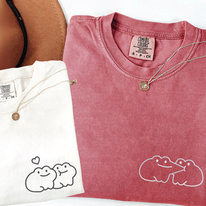 Custom Embroidered Kissing Frog Matching T-shirts for Couples