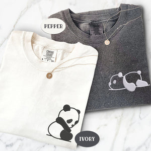 Custom Embroidered Lazy Panda Matching T-shirts for Couples