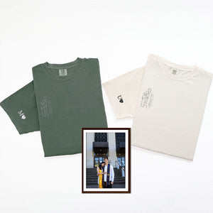 Custom Embroidered Line Art With Pictures Matching T-shirts for Couples