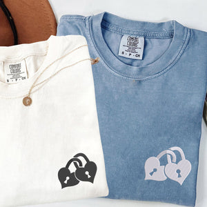 Custom Embroidered Love Padlock Matching T-shirts for Couples