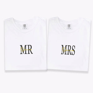 Custom Embroidered Mr & Mrs Matching T-shirts for Couples