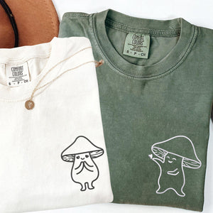 Custom Embroidered Mushroom Love Matching T-shirts for Couples