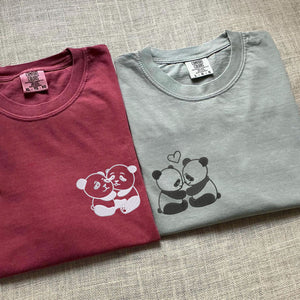 Custom Embroidered Panda Love Matching T-shirts for Couples