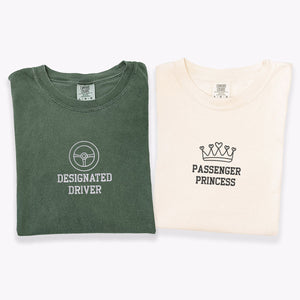 Custom Embroidered Passenger Princess Matching T-shirts for Couples