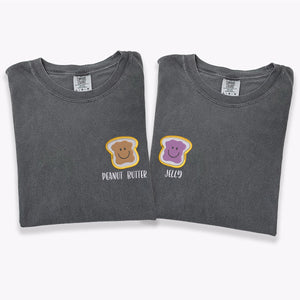 Custom Embroidered Peanut Butter and Jelly Matching T-shirts for Couples