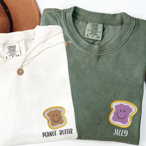 Custom Embroidered Peanut Butter and Jelly Matching T-shirts for Couples