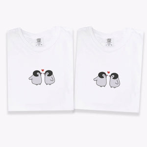 Custom Embroidered Penguin Love Matching T-shirts for Couples