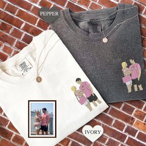 Custom Embroidered Personalized with Pictures Matching T-shirts for Couples