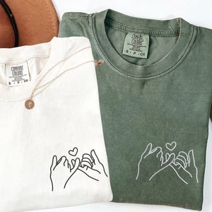 Custom Embroidered Pinky Promise Matching T-shirts for Couples