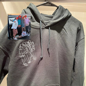 Custom Embroidered Portrait Sweatshirt – Outline Photo, Personalized Family Hoodie