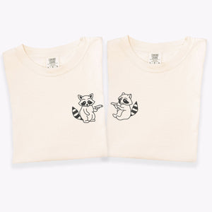 Custom Embroidered Racoon Guns Matching T-shirts for Couples