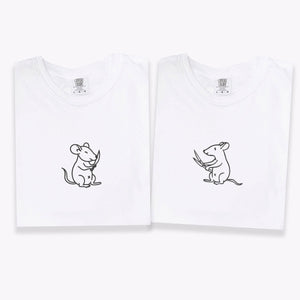 Custom Embroidered Rats with Knives Matching T-shirts for Couples