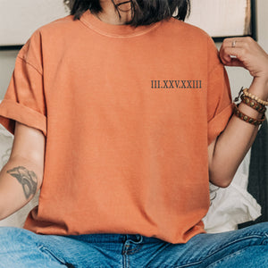 Custom Embroidered Roman Numeral Matching T-shirts for Couples