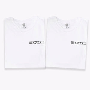 Custom Embroidered Roman Numeral Matching T-shirts for Couples