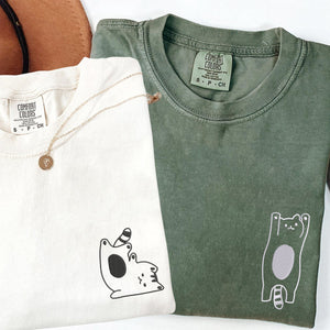 Custom Embroidered Silly Cat Matching T-shirts for Couples