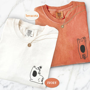 Custom Embroidered Silly Cat Matching T-shirts for Couples