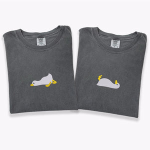 Custom Embroidered Sleepy Goose Matching T-shirts for Couples