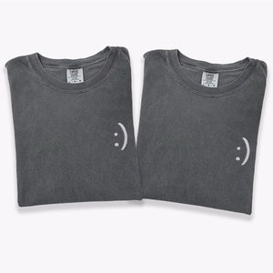 Custom Embroidered Smile Face Matching T-shirts for Couples