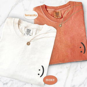 Custom Embroidered Smile Face Matching T-shirts for Couples