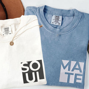 Custom Embroidered Soul Mate Matching T-shirts for Couples