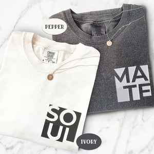 Custom Embroidered Soul Mate Matching T-shirts for Couples