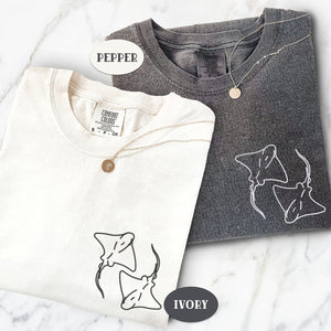 Custom Embroidered Stingray Love Matching T-shirts for Couples
