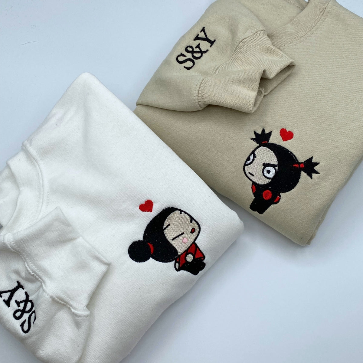 Custom Embroidered Hoodies For Couples, Cute Cartoon Ninja Girl & Boy Embroidered Matching Hoodie