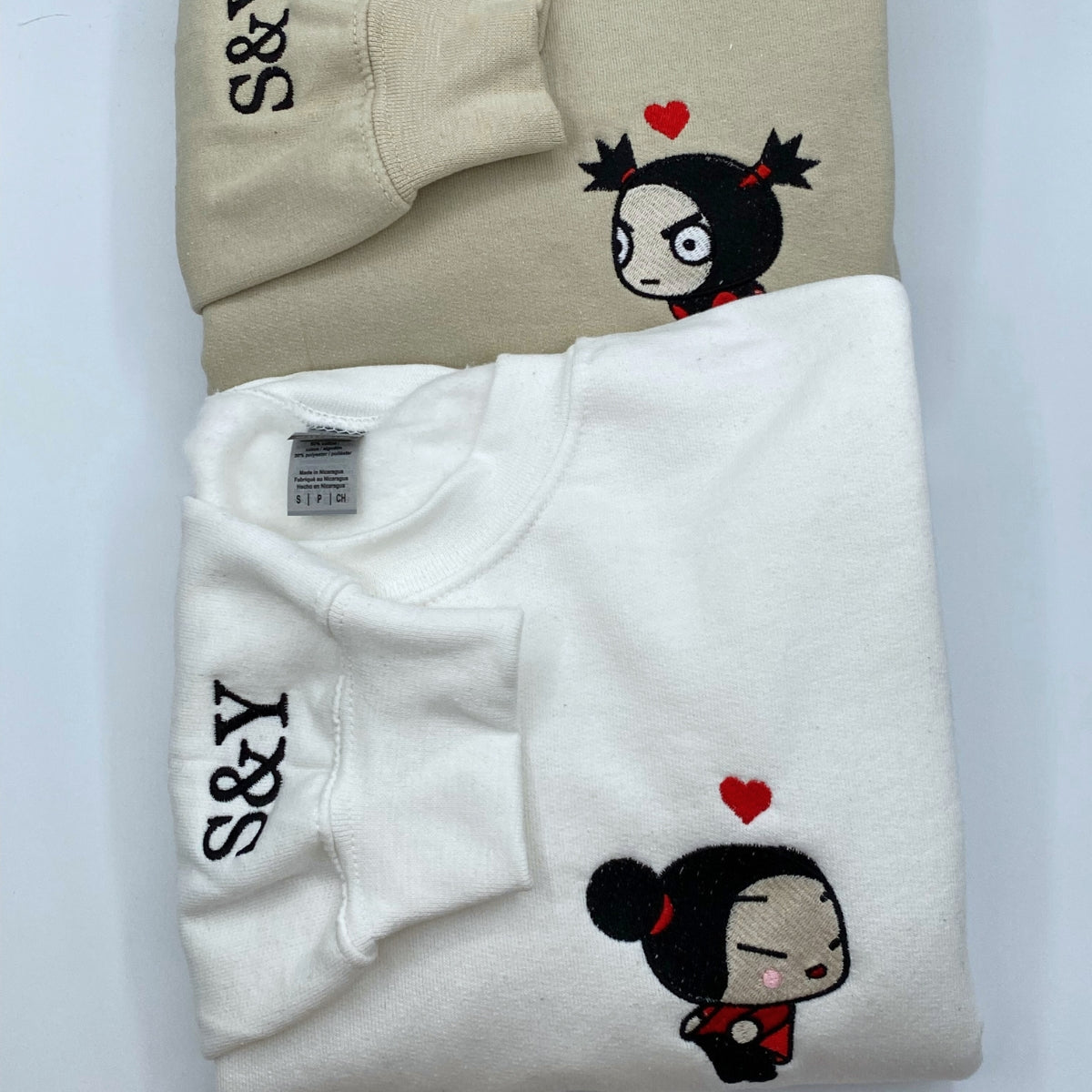 Custom Embroidered Hoodies For Couples, Cute Cartoon Ninja Girl & Boy Embroidered Matching Hoodie