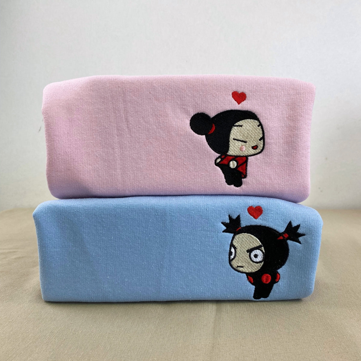 Custom Embroidered Hoodies For Couples, Cute Cartoon Ninja Girl & Boy Embroidered Matching Hoodie