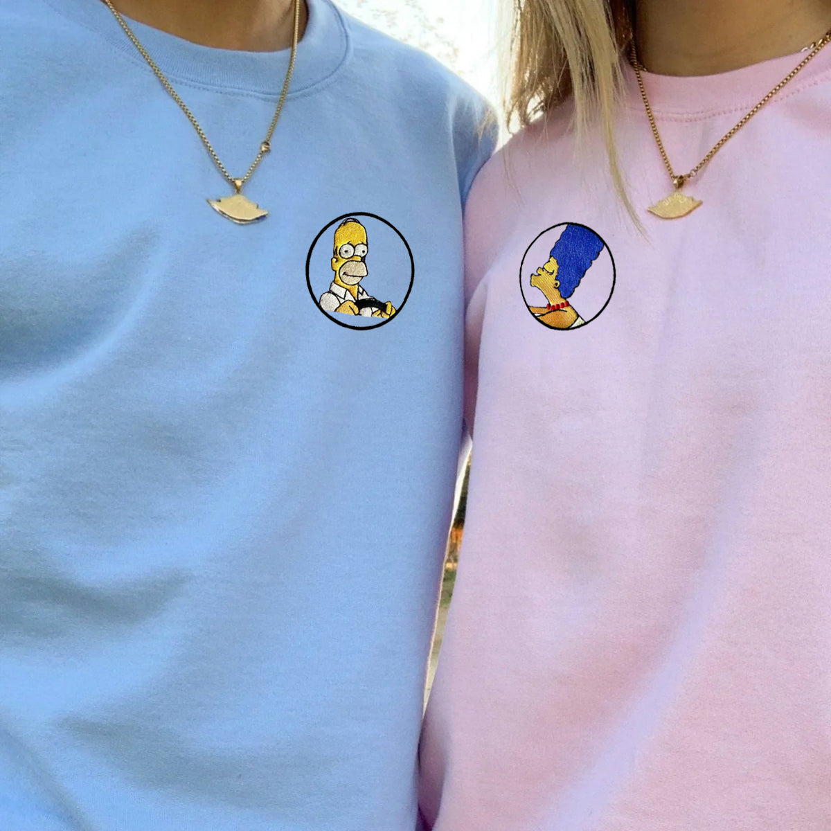 Custom Embroidered Sweatshirts For Couples, Custom Matching Couple Hoodies, Cartoon Inspired Couples Embroidered Matching Sweater