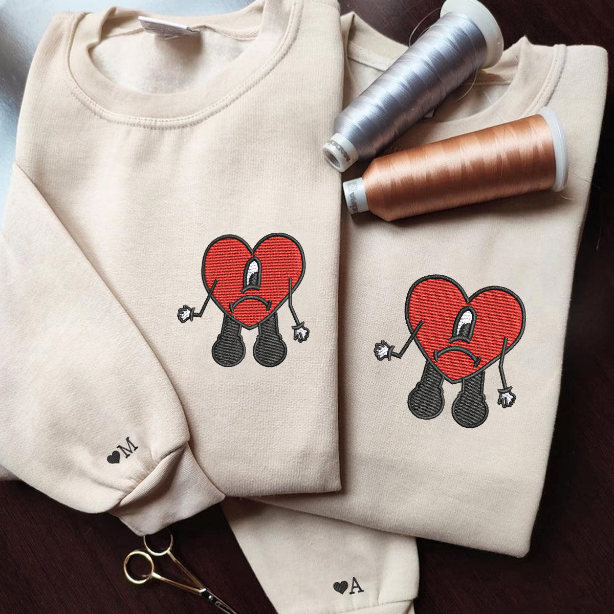 Custom Embroidered Sweatshirts For Couples, Custom Matching Couple Hoodies, Couples Embroidered Matching Sweater