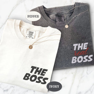 Custom Embroidered The Boss x The Real Boss Matching T-shirts for Couples