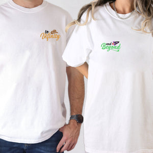Custom Embroidered To Infinity And Beyond Matching T-shirts for Couples