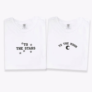 Custom Embroidered To The Moon & Stars Matching T-shirts for Couples